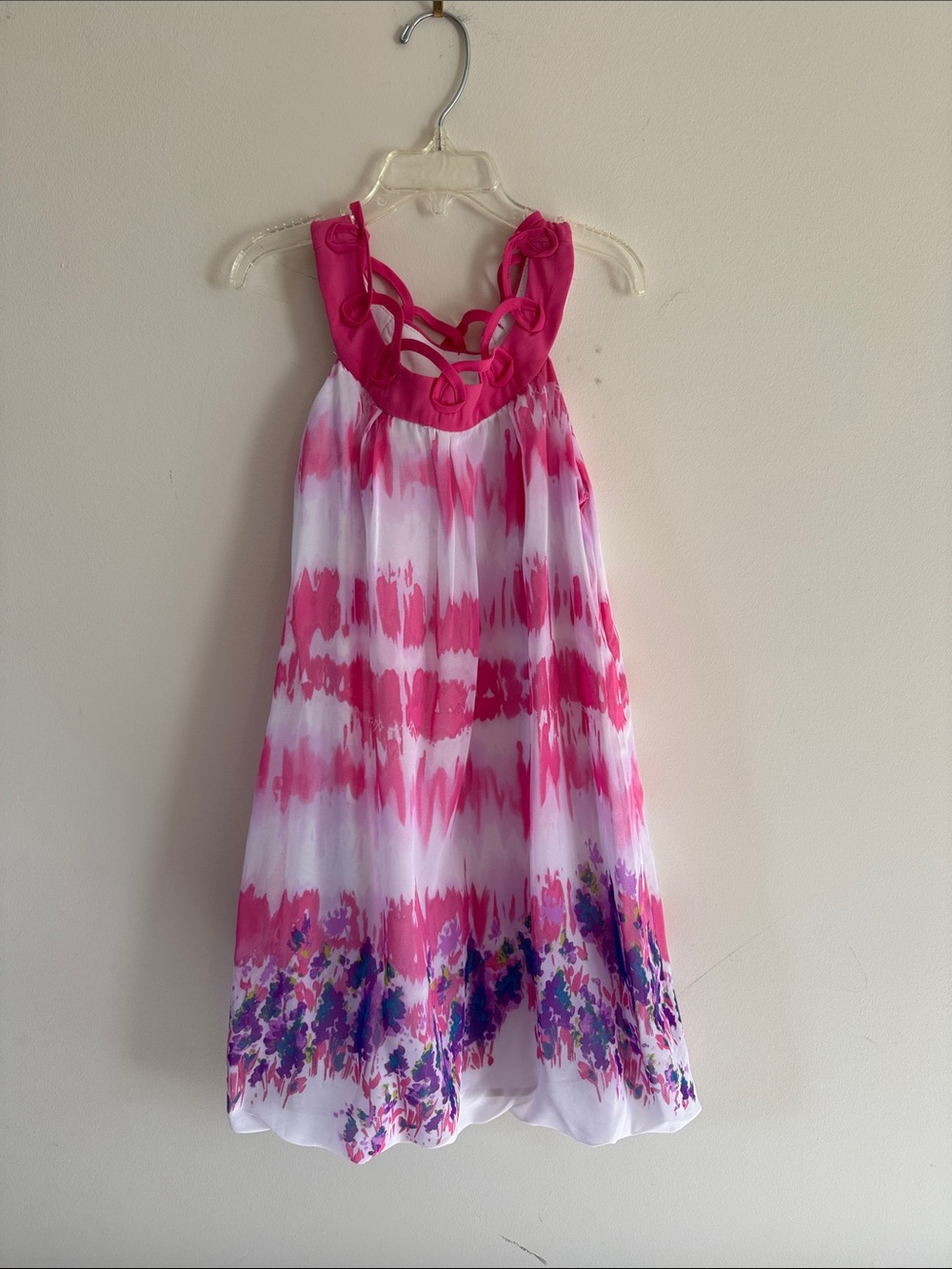 Hype Girls White Pink And Blue Print Halter Dress Girls Size 8
